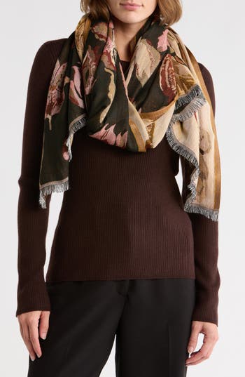 Vince Camuto Bloom Jacquard Scarf In Multi
