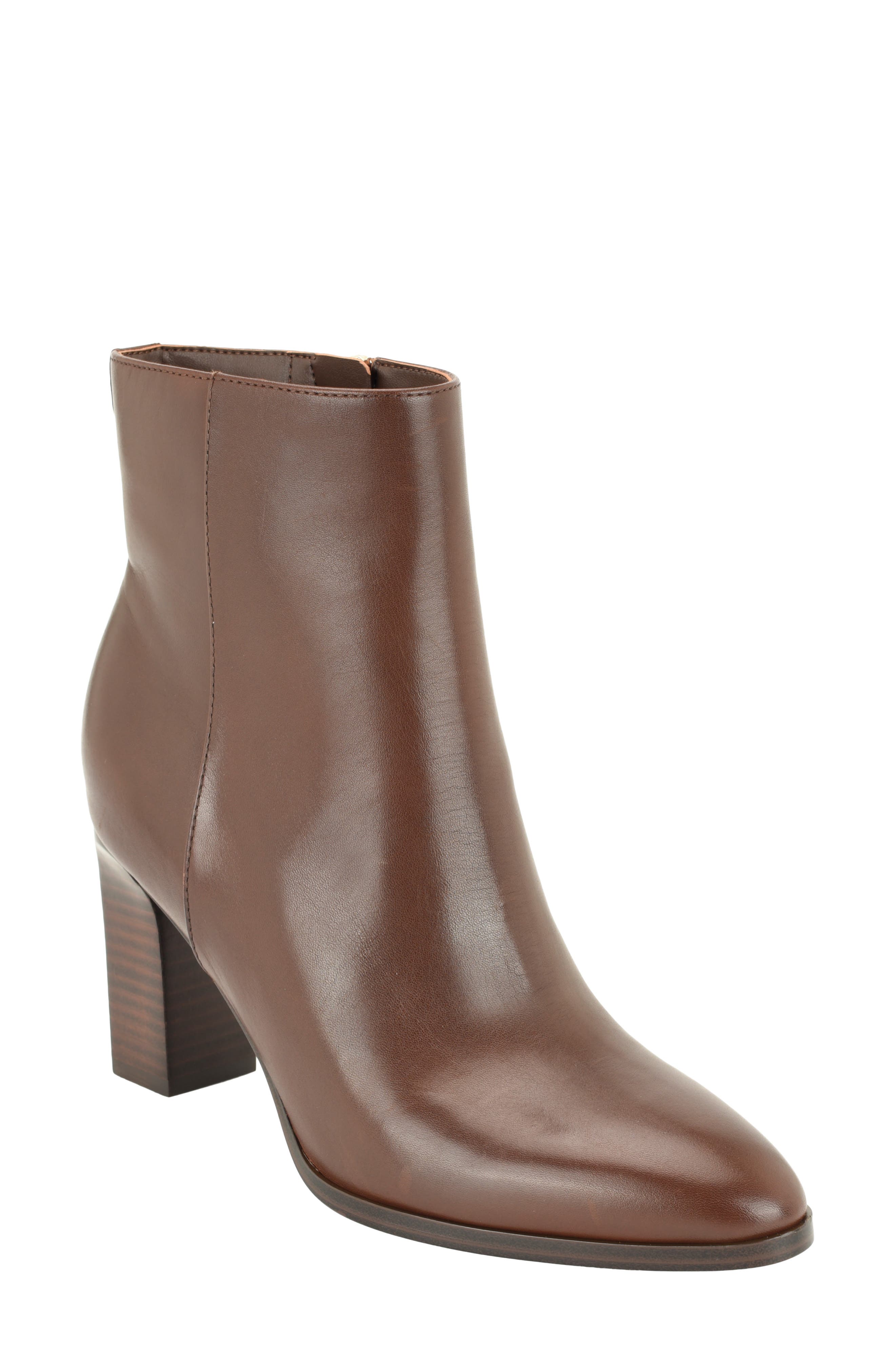 Deven Leather Bootie, Main, color, DARK BROWN LEATHER