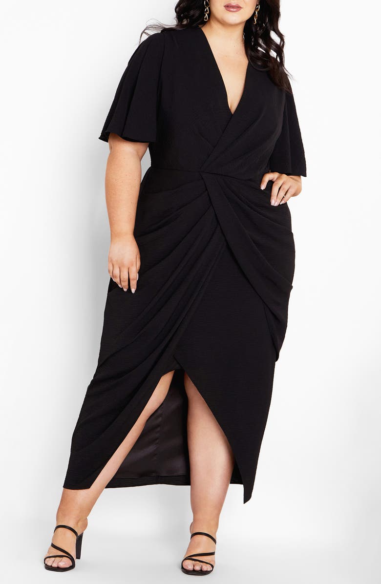 City Chic Braelynn High-Low Maxi Dress, Main, color, Black