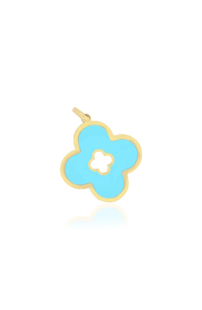The Lovery Fine Jewelry Turquoise Clover Cut Out Charm, Main, color, Turquoise