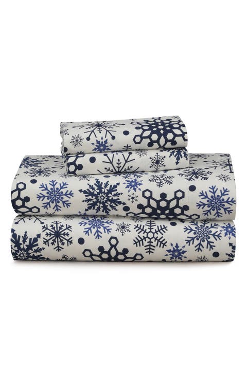 Snowflakes Flannel Sheet Set