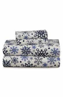 AZORES HOME Snowflakes Flannel Sheet Set
