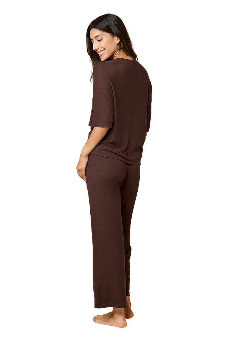 Dream Jersey Relaxed V-Neck with Capri Lounge Set, Alternate, color, Espresso