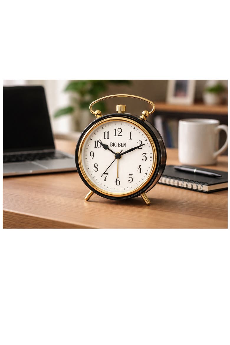 Big Ben Classic Top Handle Alarm Clock, Alternate, color, BLACK