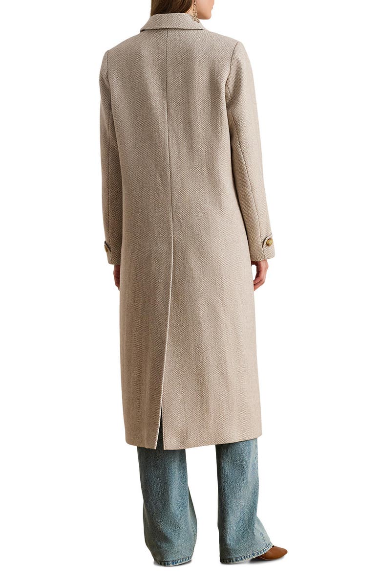 Lauren Ralph Lauren Longline Herringbone Wool Blend Reefer Coat, Alternate, color, Truffle Broken Twill
