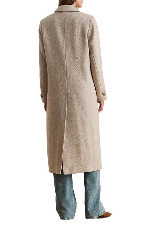 Ralph Lauren Lauren  Longline Herringbone Wool Blend Reefer Coat In Brown