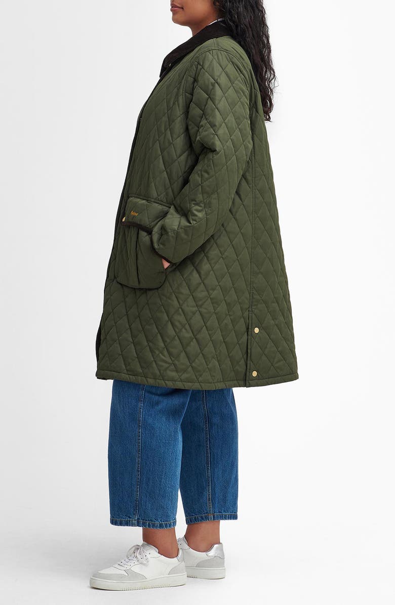 Barbour Tulip Corduroy Trim Quilted Coat, Alternate, color, 