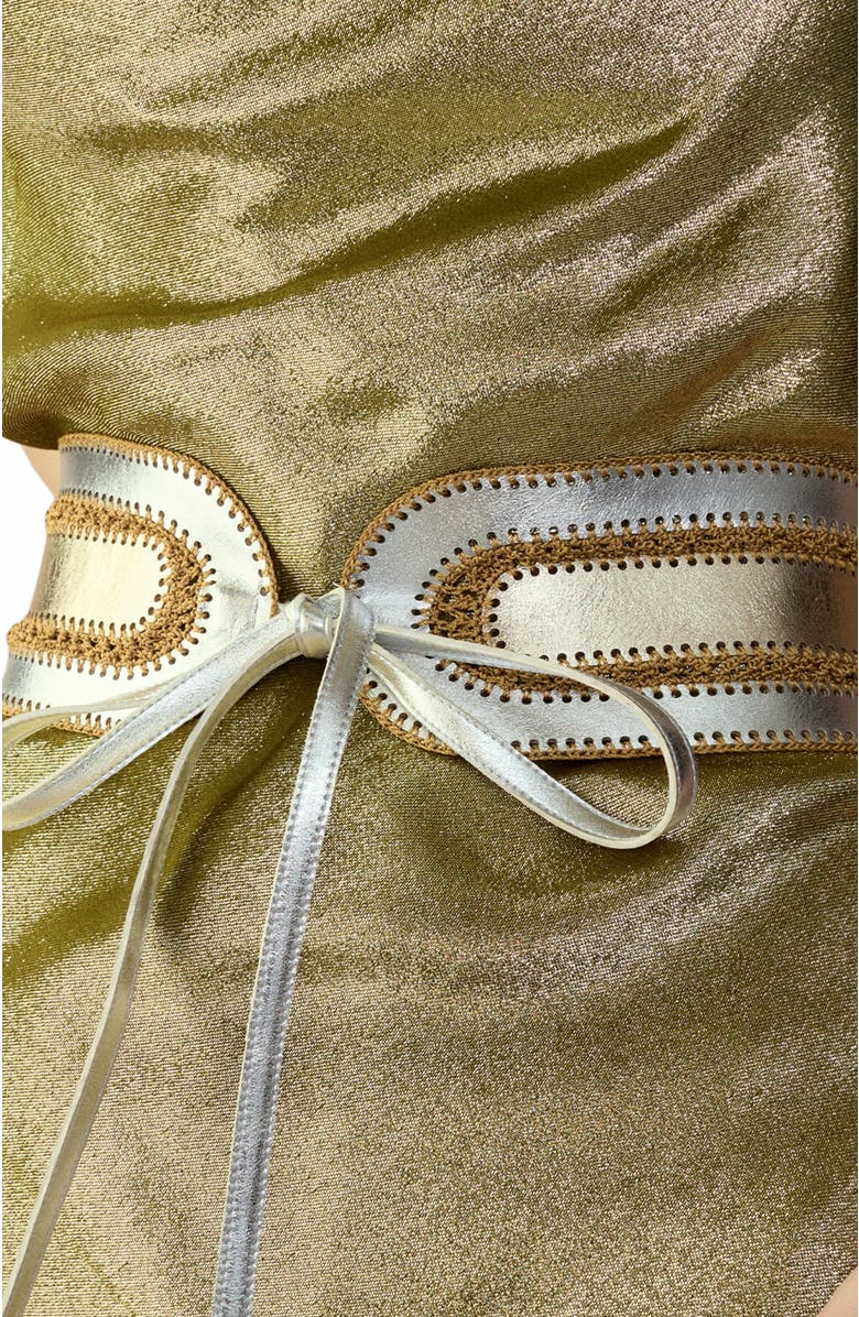 Cynthia Rowley Metallic Vegan Leather Belt, Main, color, Gold