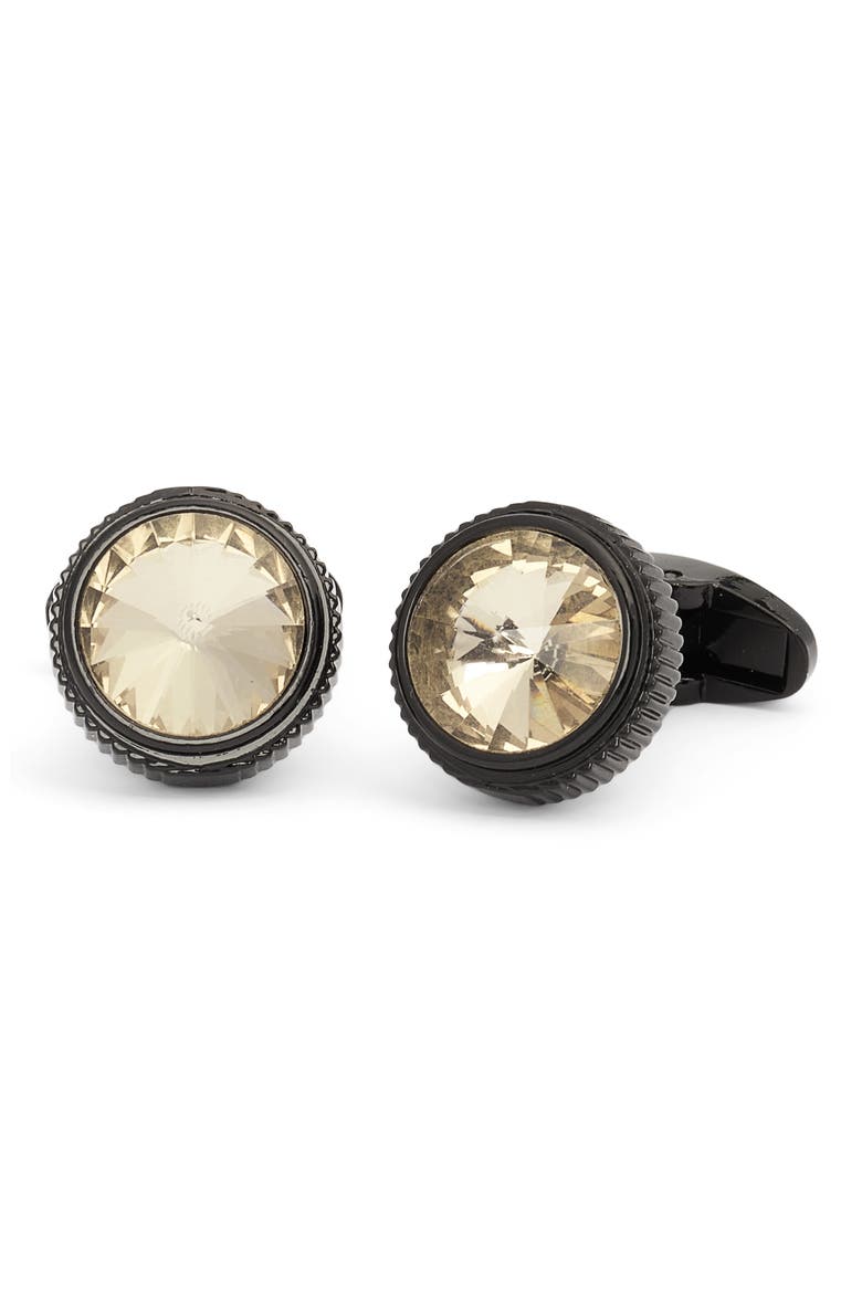 Round Cuff Links, Main, color, BLACK