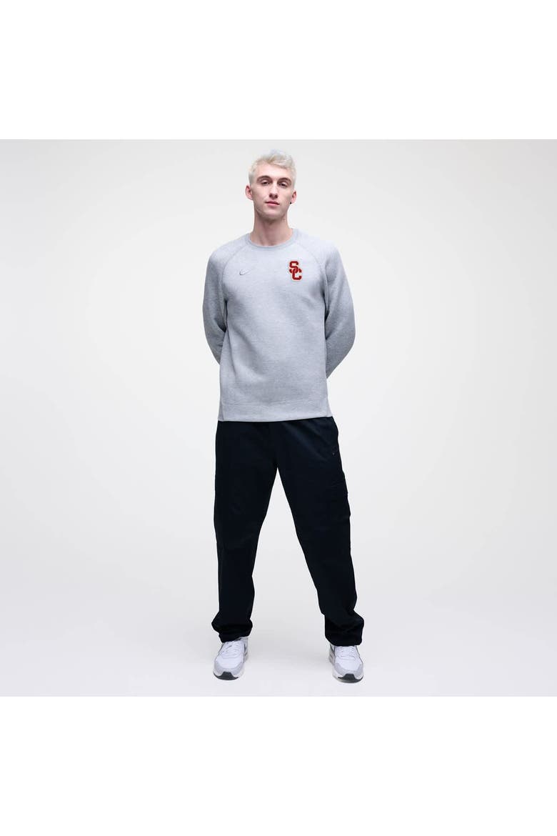 Men's Nike Heather Gray USC Trojans Tech Fleece Raglan Sweatshirt, Alternate, color, Heather Gray