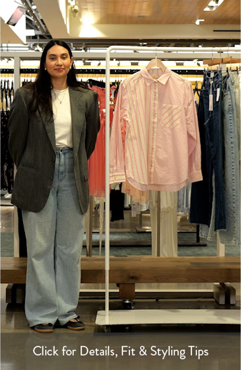 Jane California Relaxed Stripe Cotton Poplin Button-Up Shirt, sales video thumbnail