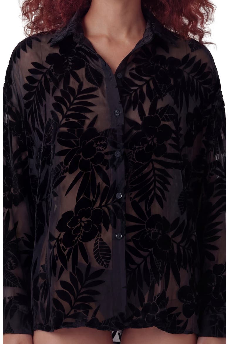 Country Floral Velvet Devore Womens Shirt, Alternate, color, COUNTRY FLORAL BLACK