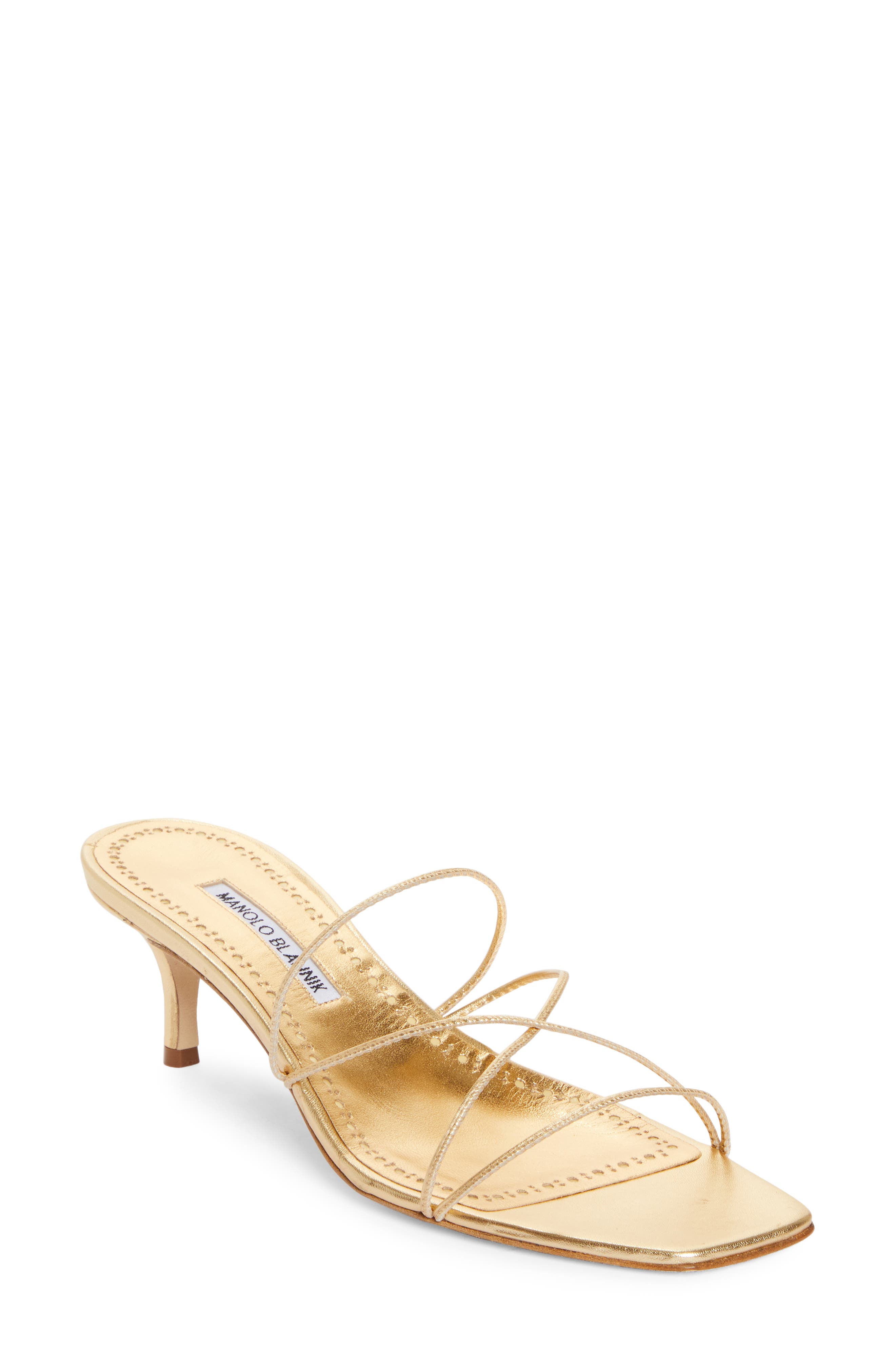 Manolo Blahnik Ninfemu Slide Sandal, Main, color, Gold