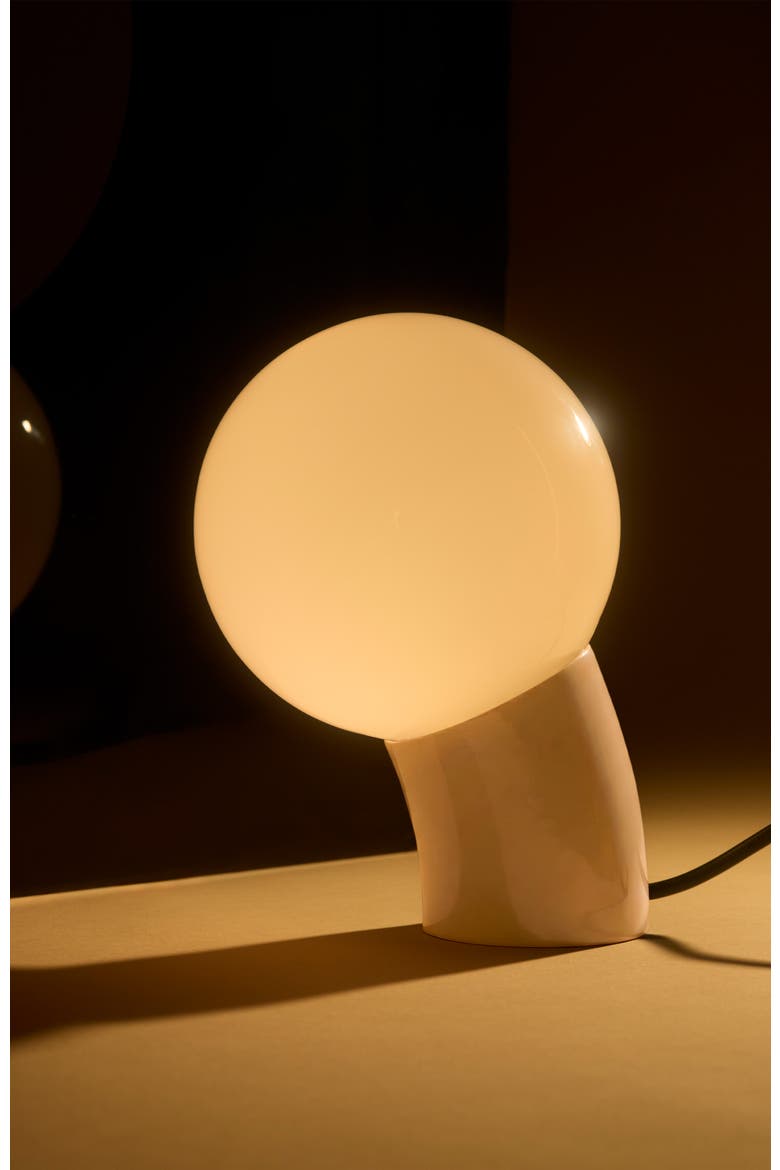 Vino 8" Curved LED Table Lamp with Globe Forsted Glass Shade and Phone Charging USB-C Port, Alternate, color, Cream