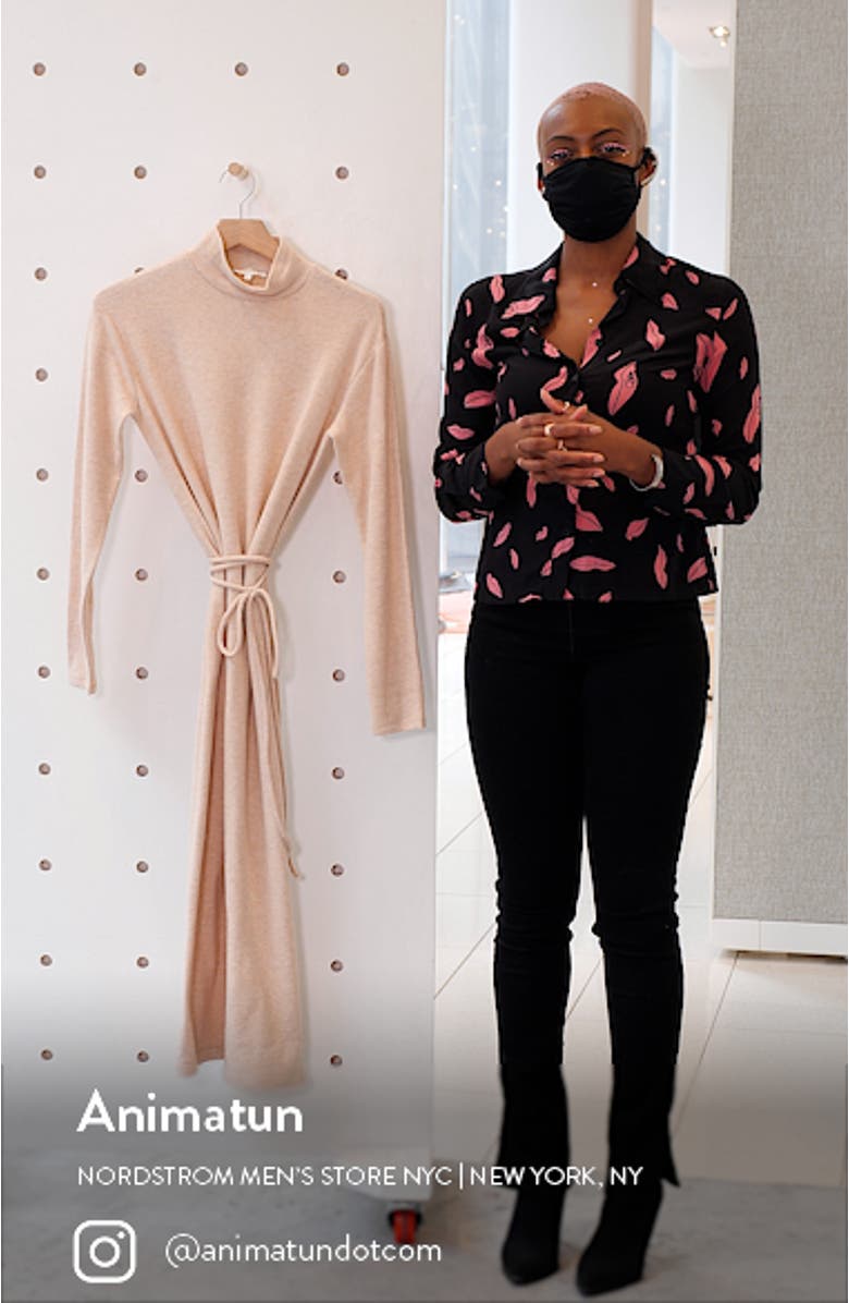 Long Sleeve Mock Neck Knit Dress, sales video thumbnail