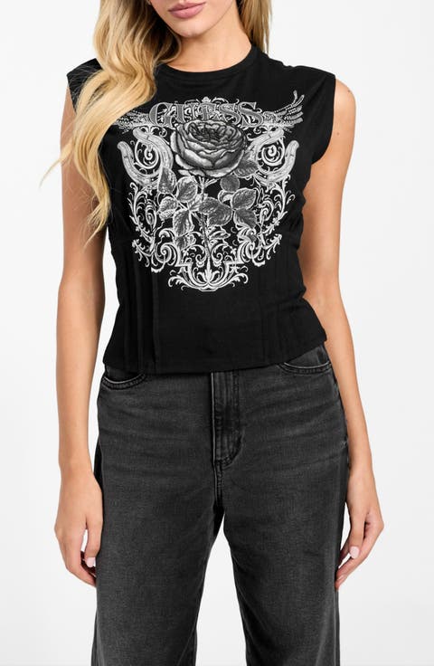 Ricker Rose Embellished Corset Graphic T-Shirt