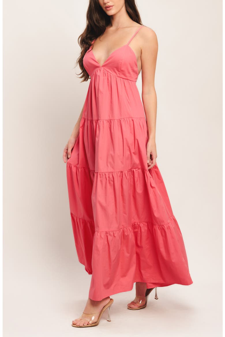 Sleeveless Tiered Maxi Dress, Alternate, color, CORAL