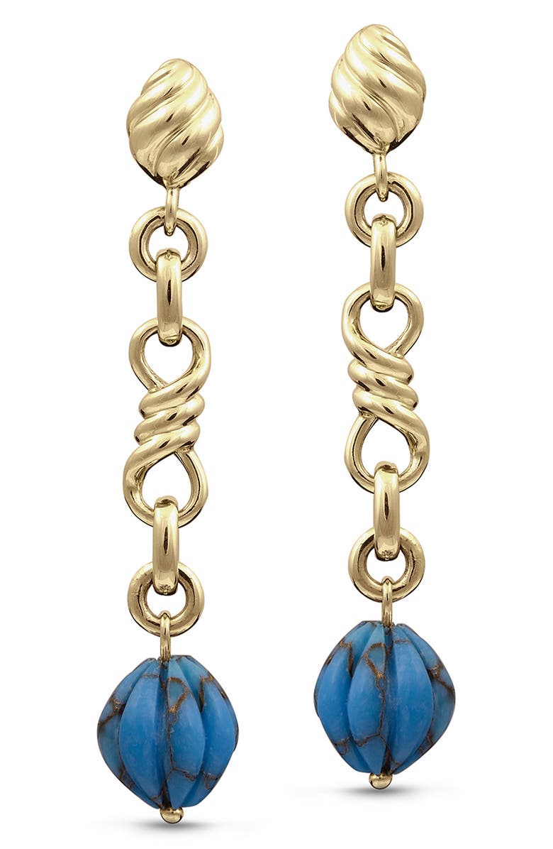 LuvMyJewelry Firefly 14K Gold Vermeil Turquoise Drop Earrings, Main, color, 14Kt Gold Vermeil On Sterling