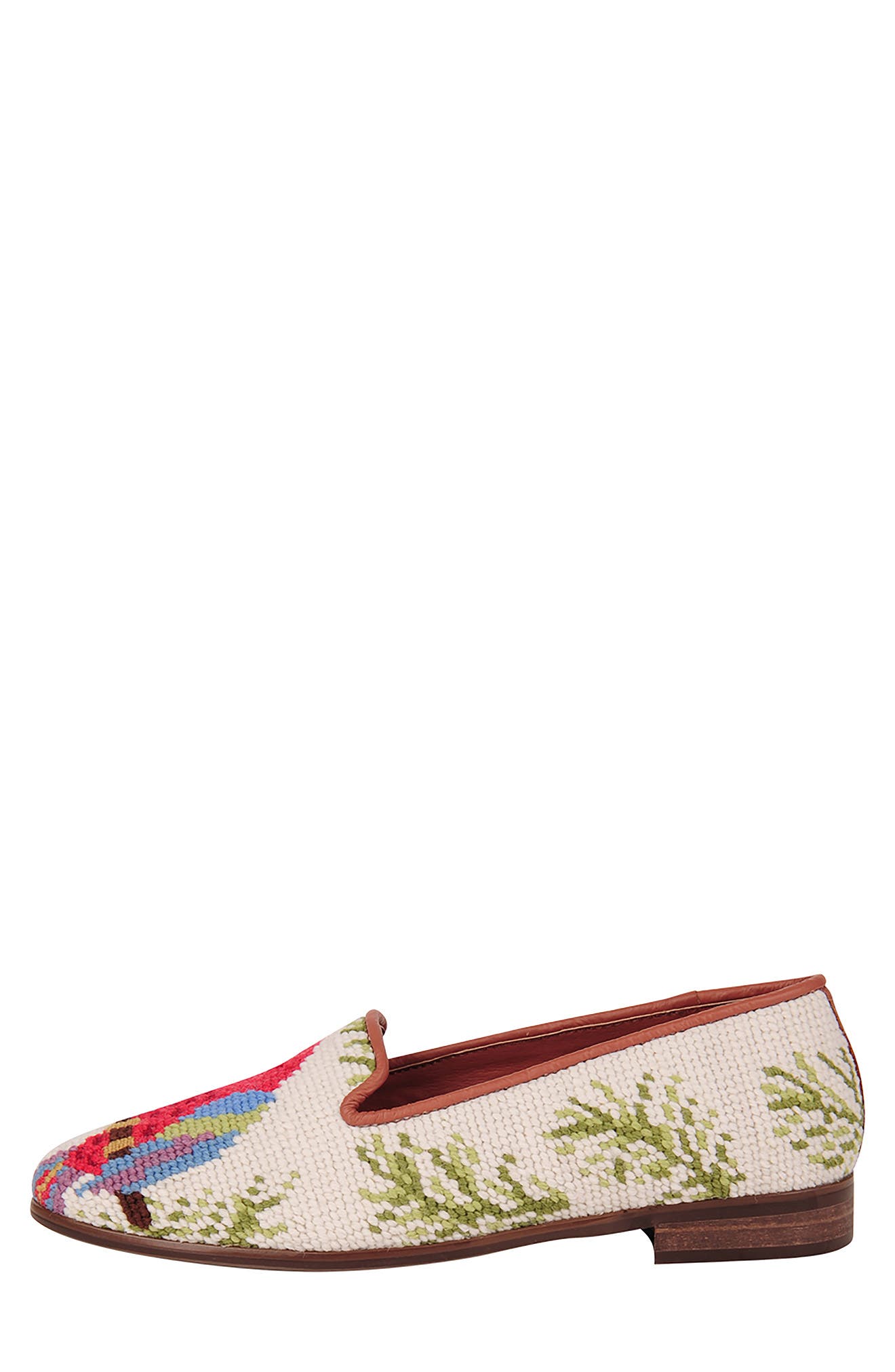 ByPaige BY PAIGE Needlepoint Parrot Flat, Alternate, color, Tan Multi