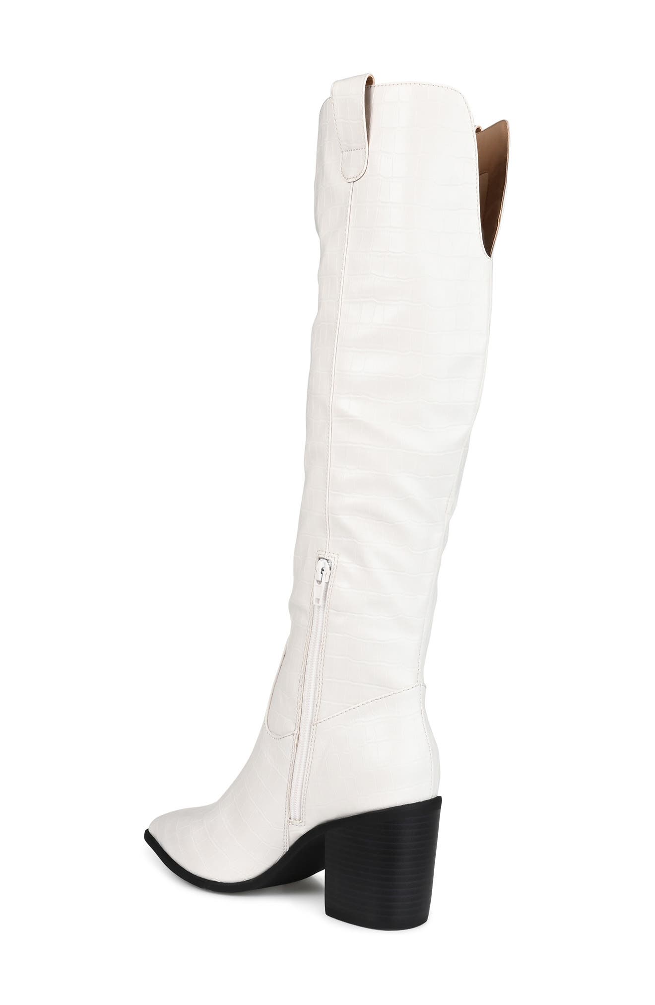 Journee Collection Therese Croc Embossed Knee High Boot - Extra Wide Calf, Alternate, color, Bone