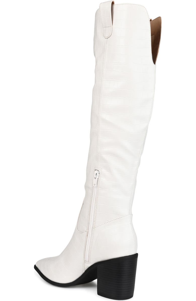 Journee Collection Therese Croc Embossed Knee High Boot - Extra Wide Calf, Alternate, color, Bone