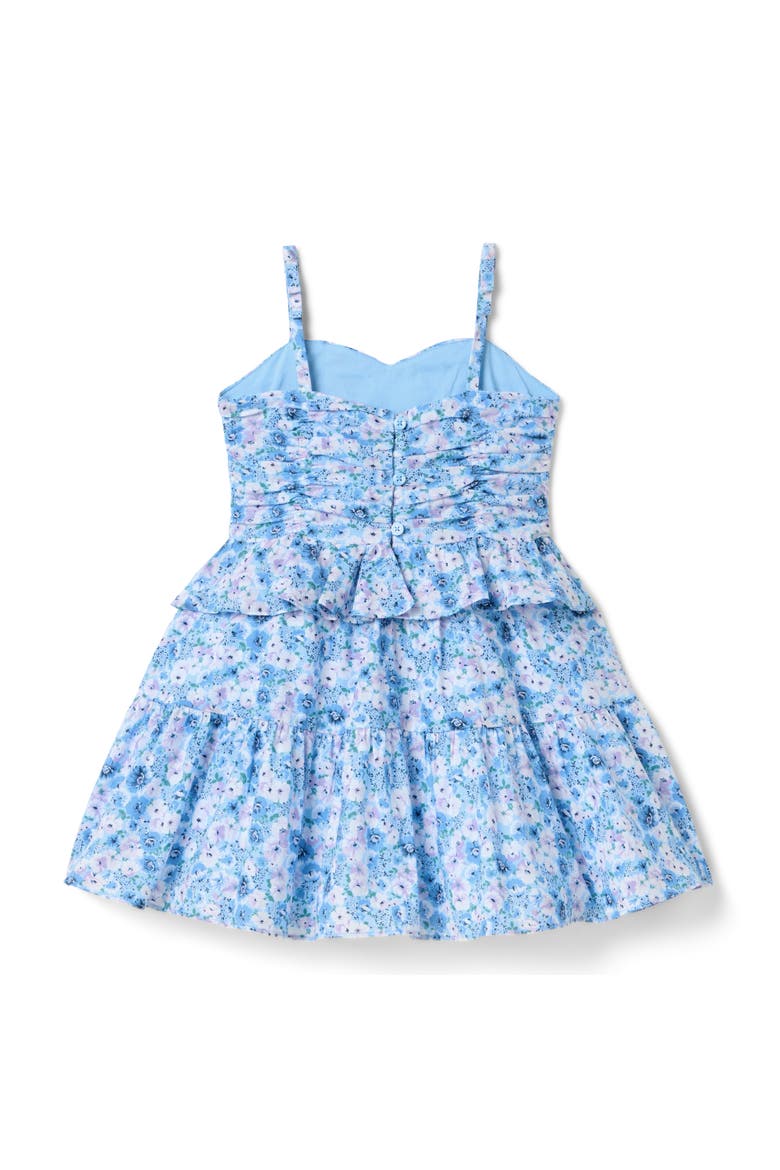 Floral Shirred Peplum Dress, Alternate, color, Blue