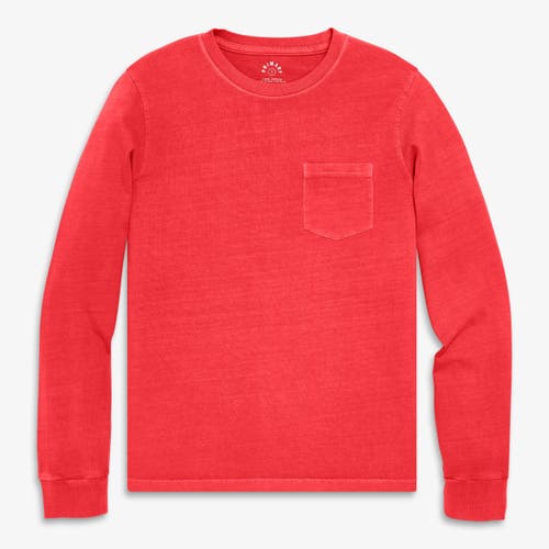 Primary Adult Long Sleeve Garment Dyed Pocket Tee In Red