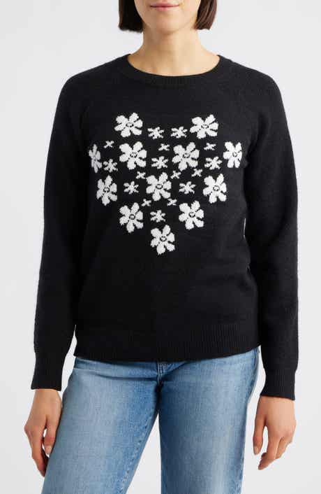 Bobeau Floral Heart Graphic Crewneck Sweater