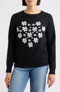 Bobeau Floral Heart Graphic Crewneck Sweater