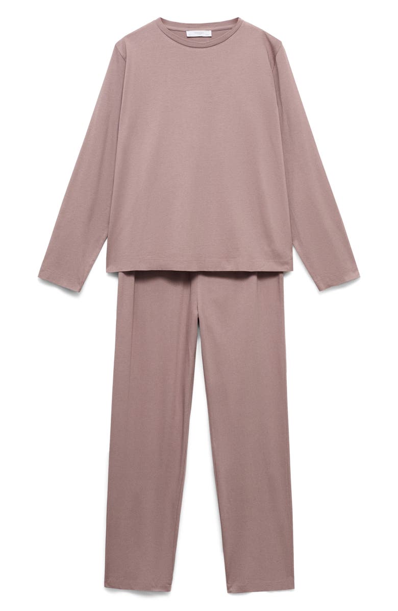 MANGO Plain Cotton Pajamas, Main, color, Taupe