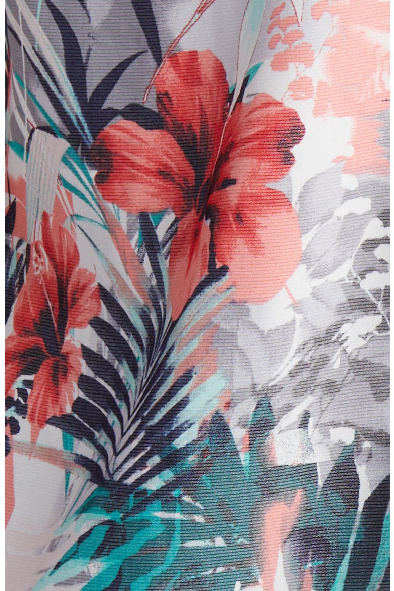 Mojito Bay Electric Blooms Short Sleeve Performance Button-Up Shirt, Alternate, color, SUMMER GREY