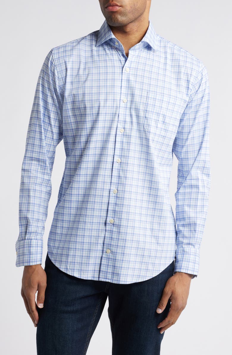 Peter Millar Garrow Crown Lite Plaid Performance Button-Up Shirt, Main, color, 