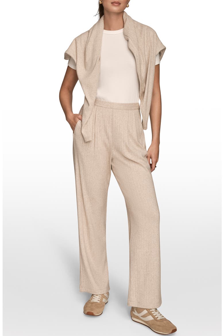 High Waist Wide Leg Pull-On Sweater Pants, Alternate, color, LIGHT FAWN HEATHER