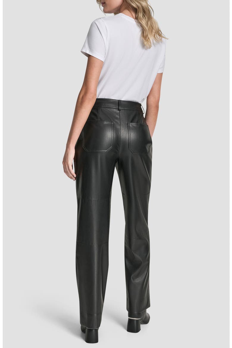 Button Fly Faux Leather Pants, Alternate, color, BLACK