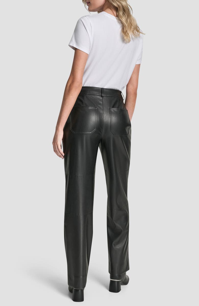 DKNY Button Fly Faux Leather Pants, Alternate, color, Black