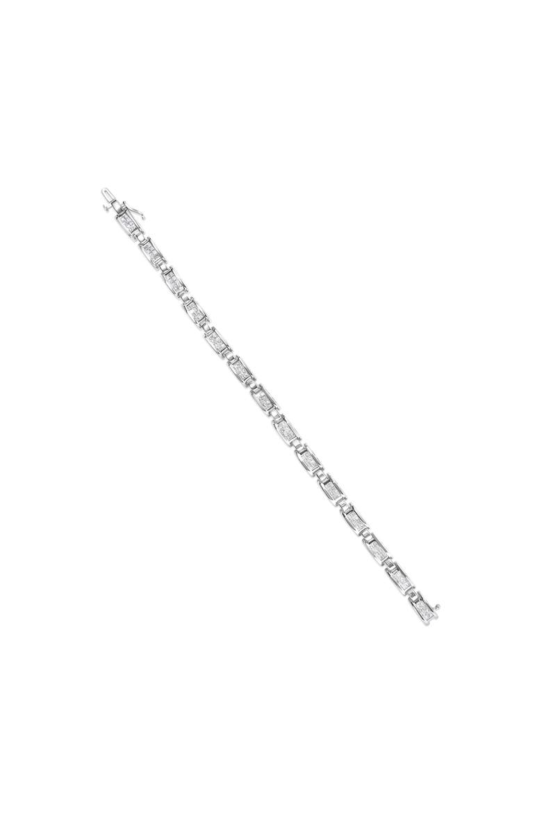 14K White Gold 3.0 Cttw Princess Diamond Link and Buckle Tennis Bracelet, Alternate, color, White