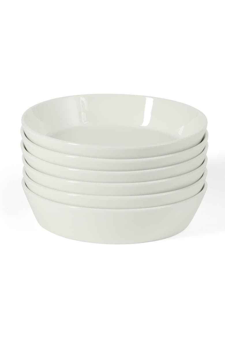 Selma Porcelain Shallow Salad and Pasta Bowls, Main, color, White