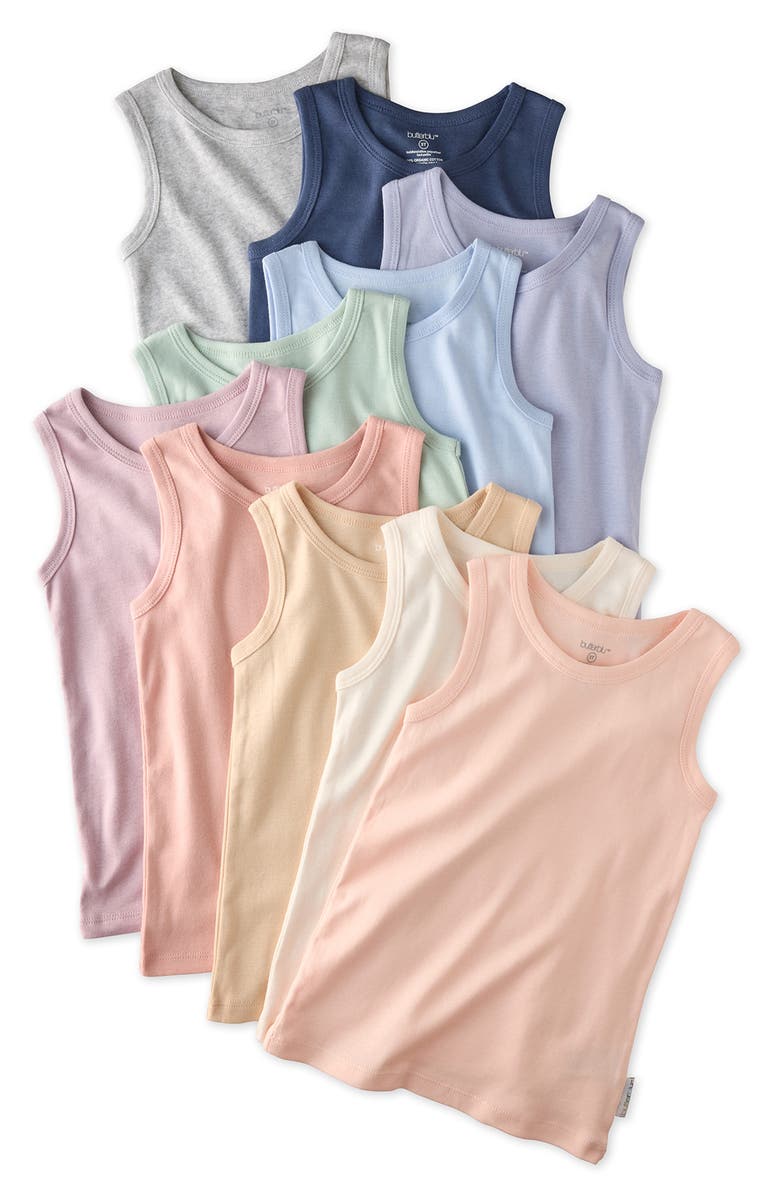 BUTTERBLU Malone Assorted 10-Pack Organic Cotton Muscle Tees, Main, color, Sorbet Frost Rainbow