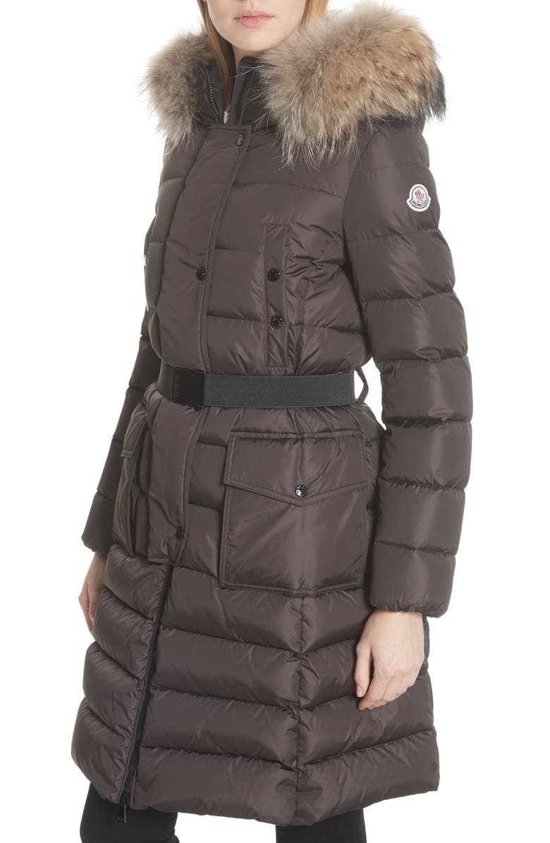 Moncler 'Khloe' Water Resistant Nylon Down Puffer Parka with Removable Genuine Fox Fur Trim, Alternate, color,