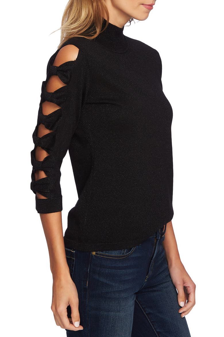 Bow Sleeve Turtleneck, Alternate, color, RICH BLACK