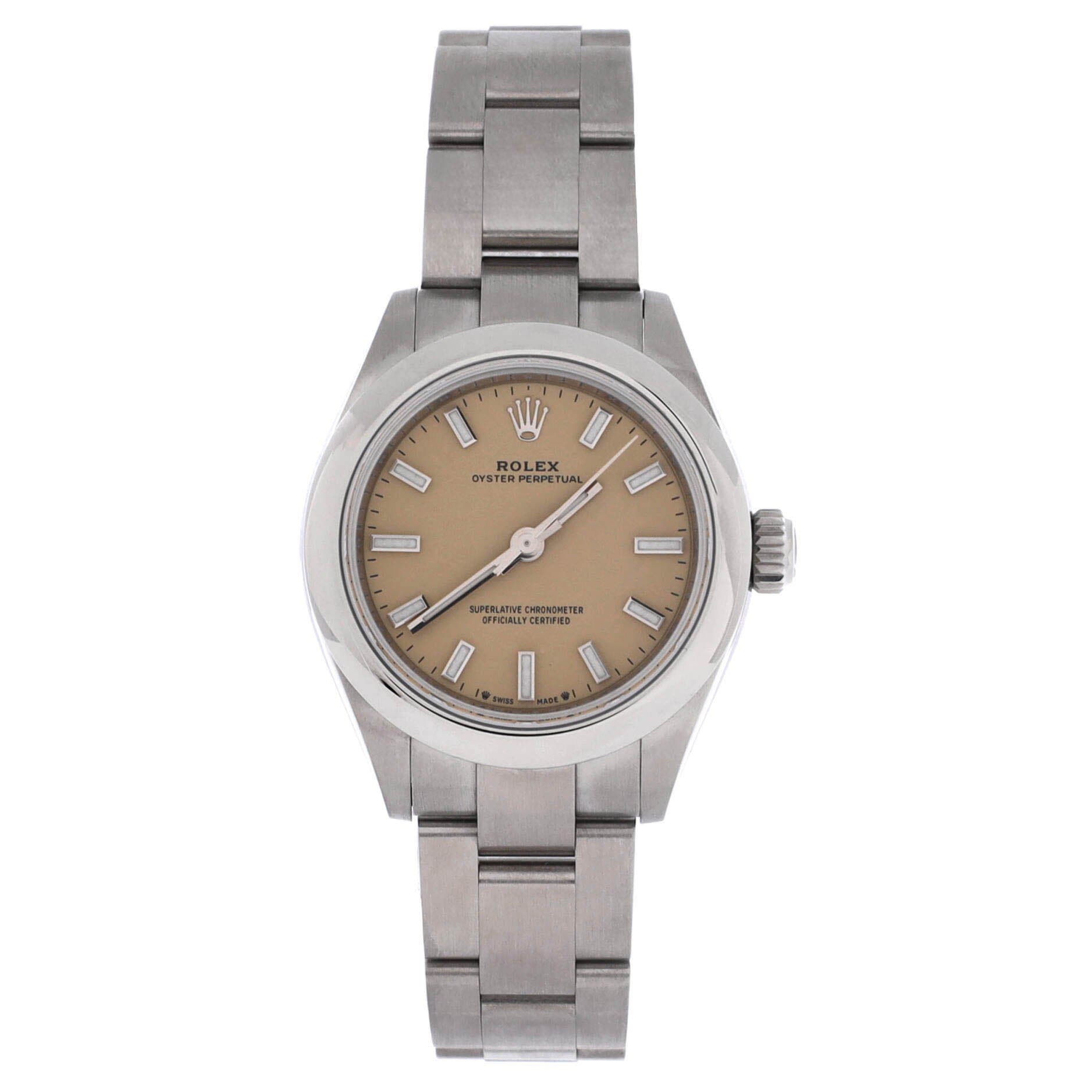 Oyster Perpetual Beige Automatic Watch Stainless Steel 28, Main, color, Metallic Silver