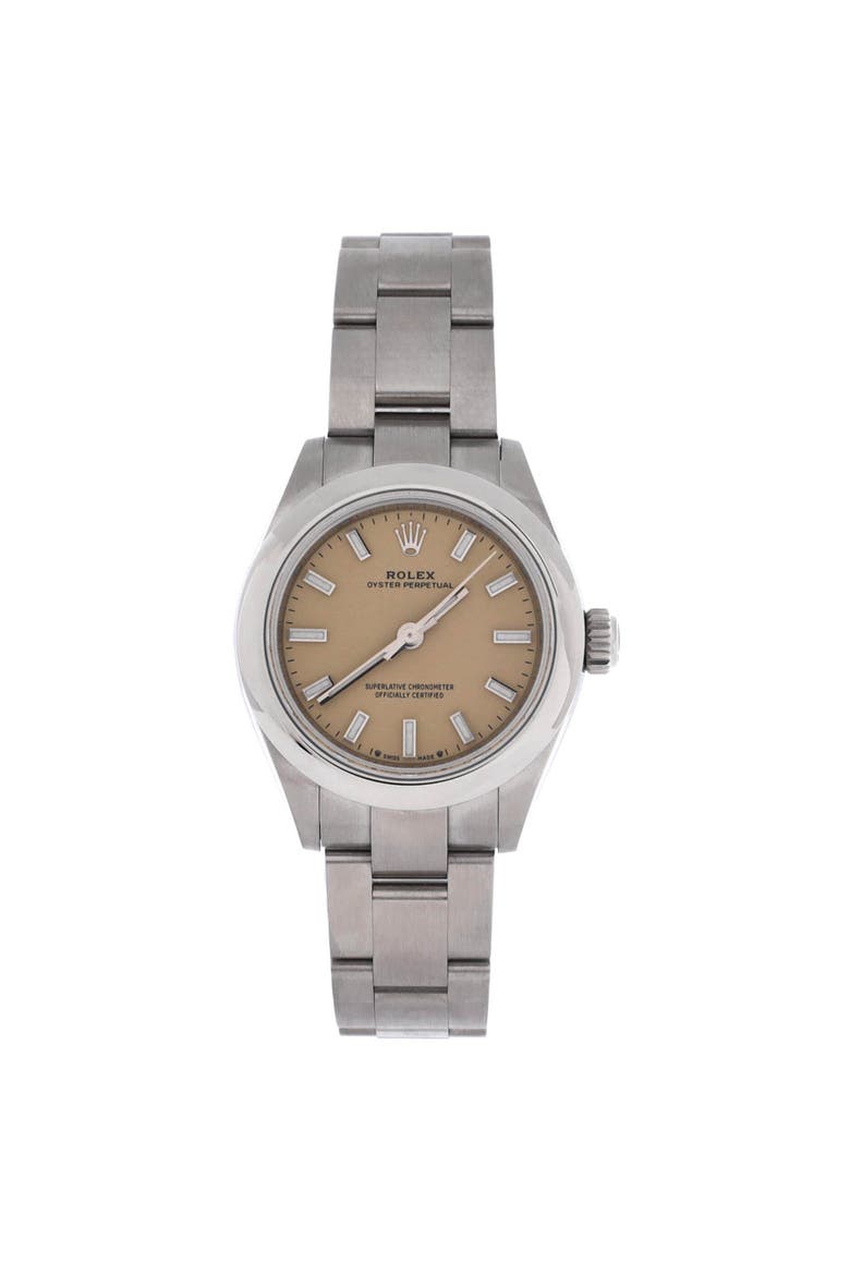 Oyster Perpetual Beige Automatic Watch Stainless Steel 28, Main, color, Metallic Silver