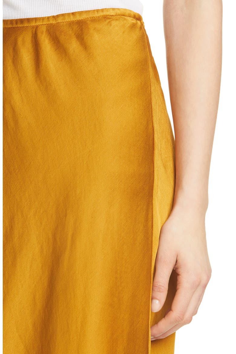 Bias Cut Satin Midi Skirt, Alternate, color, MARIGOLD