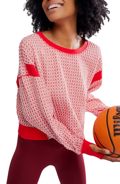 Free People My Time Textured Waffle Knit Cutout Top In Multi