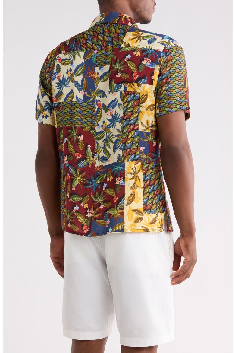 Print Button-Up Shirt, Alternate, color, BROWN