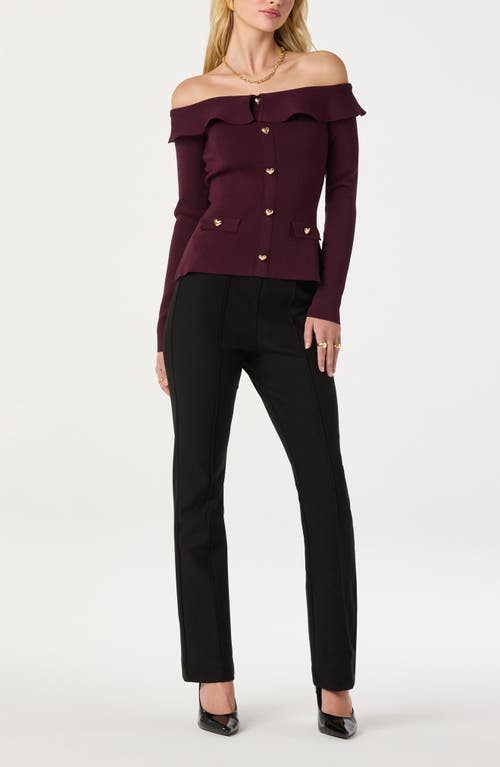 Astr The Label Heart Button Off The Shoulder Sweater In Brown