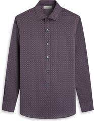 Bugatchi Axel Trim Fit Geo Print Stretch Cotton Button-Up Shirt