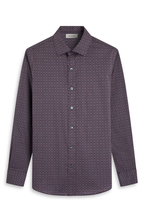 Bugatchi Axel Trim Fit Geo Print Stretch Cotton Button-up Shirt In Purple