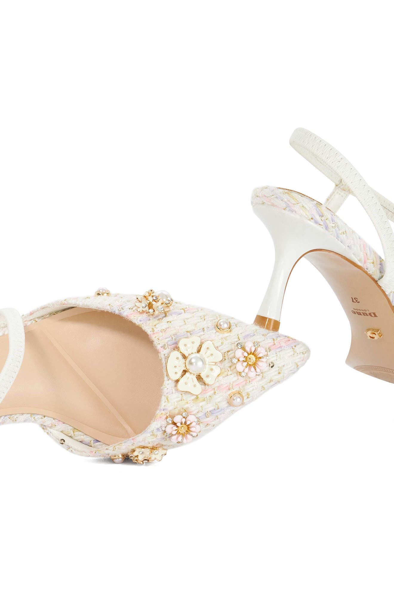 Dune London Dyana Pointed Toe Pump, Alternate, color, White Multi