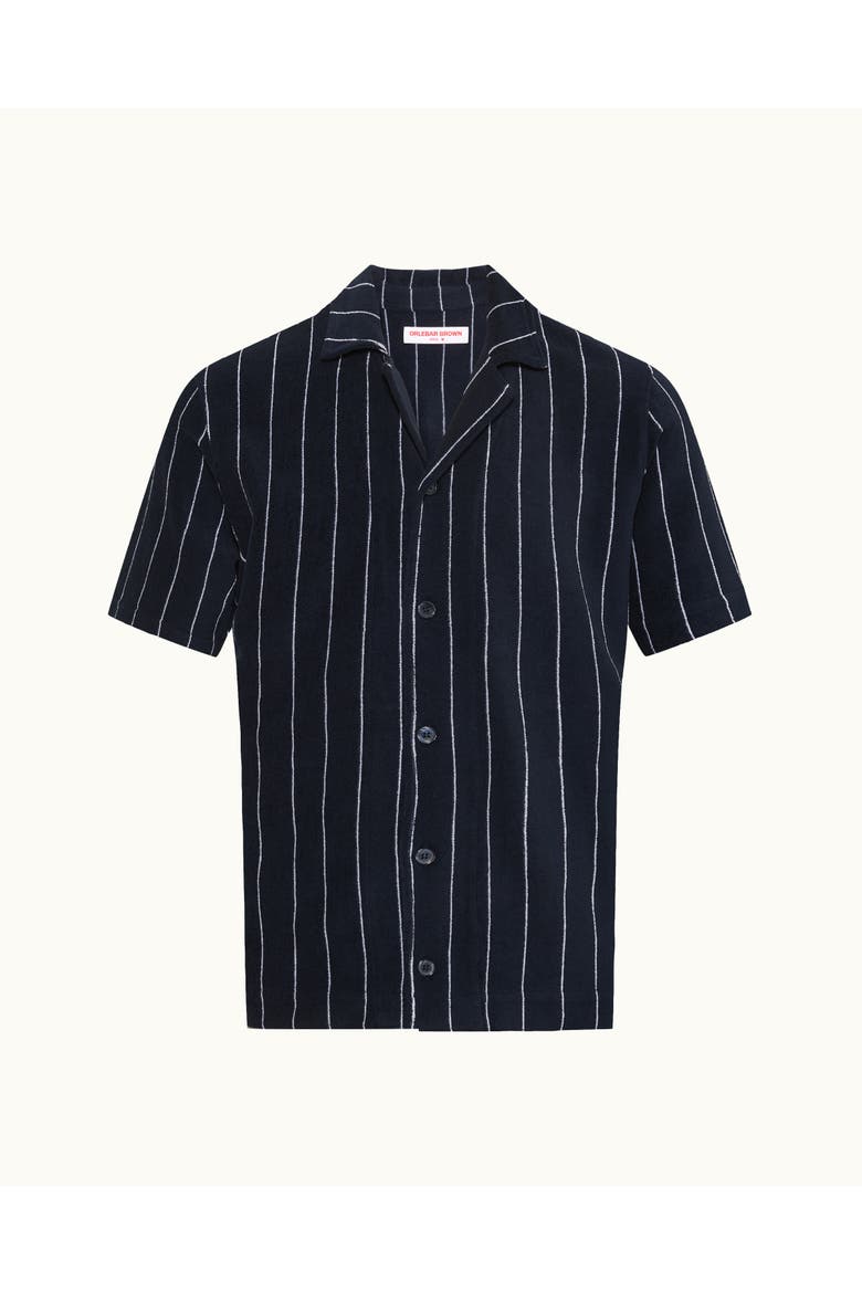 Hawkin Towelling Relaxed Fit Towelling Stripe Shirt, Alternate, color, NIGHT IRIS/WHITE SAND